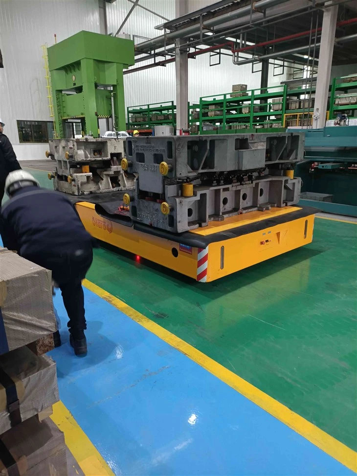 Battery Electric Transport Trolley Trackless Transfer Flat Cart